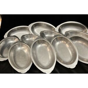 Lot of 11  Oblong Oval Stainless Steel Serving Trays Bowls Brand Ware Japan VTG